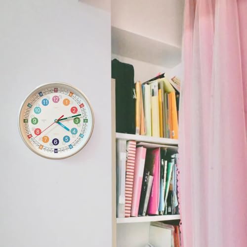 Learning Time 8 Inch Wall Clock for Kids,Non-Ticking Kids Colorful Clock,Silent Wall Clock Decorative for Kids Room ,School Classroom (Silver, 8 Inch) - Image 7