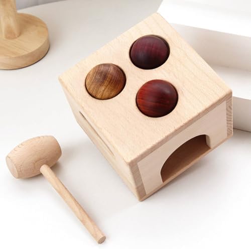 Amagogo Children Percussion Game Wooden Ball Hammer Toy Pound and Drop Box Learning Playset Hand Eye Coordination Toy Solid Wood Unpainted Build for Smooth Feel Suitable for Preschool Home playroom - Image 7