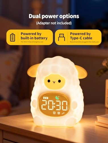 MASHI Sheep Kids Alarm Clock with Time to Wake Sleep Trainer White Noise - Image 6