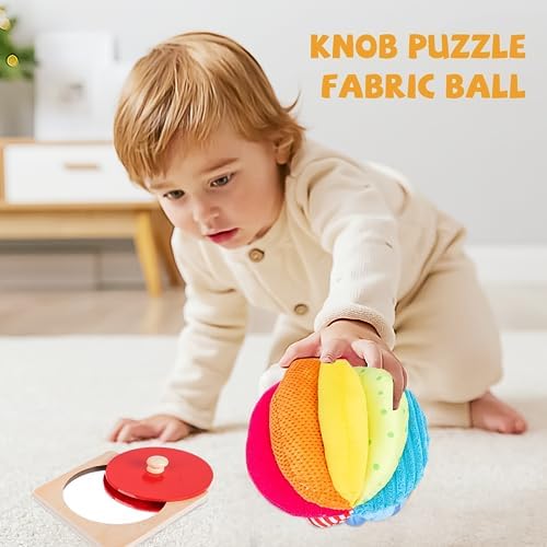 Adena Montessori Play Kit: Knob Puzzle & Fabric Ball, 6-12m - Image 2