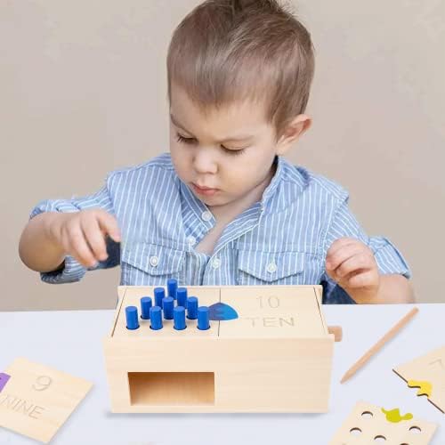 Adena Montessori Toys Wooden Peg Drop Box Tumble Down Counting Pegs Number Games - Fun and Exciting Way to Learn 1-10 Numerals Early Math Skills Development - Image 2