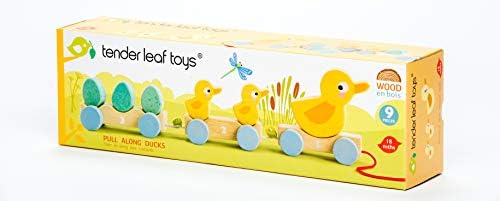 Tender Leaf Toys - Pull Along Ducks - Classic Wooden Pull Along Toy - 9pc Duck Family Set with 1 Mother Duck, 2 Baby Ducks, 3 Eggs and 3 Cars - Encourages Number Learning - 18Mths+ - Image 2