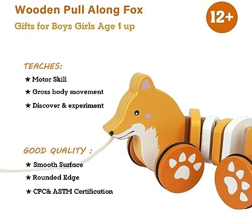 Baby Toys Car,Wooden Pull Along Toy for Toddlers 1 2 3 Year Olds - Image 2