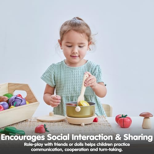 PlanToys® Wooden Cookery Set with Stove, Pot & Ladle Montessori Kids Play - Image 7