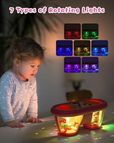 Baby Toys for 6 to 12 Months: 7 Models Pink Rotating Light Up Drum Musical Instruments for 12-18 Months Kids, Tummy Time Toys for Baby 0-3-6-9 Months, Walker for Boy Girl Gifts - Image 2