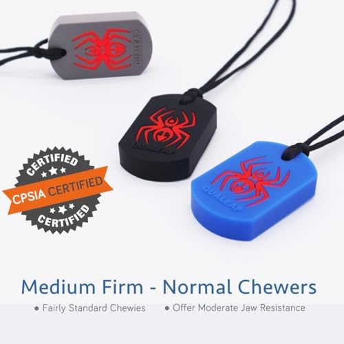 Spider Sensory Chew Necklace for Kids - Chewing Necklace Teething Necklace Teether Necklace Chew Toys - Chewing, Autism Sensory Teether Toy (Standard Firm - Normal Chewer) - Image 2