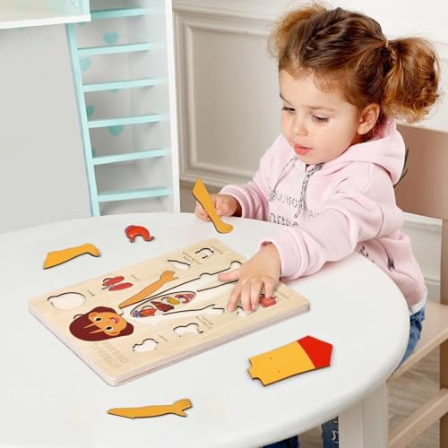 Wooden Body Puzzles for Kids, Toddler Montessori 14 Pieces Girl Anatomy Puzzle, Human Body Learning Toy with Internal Organs Early STEM Educational Toy for Boys and Girls Ages 3 4 5 6 Years Old - Image 6