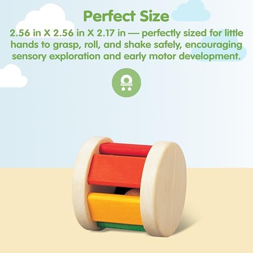 PlanToys® Wooden Roller Rattle for Babies, Montessori Sensory Sound Toy - Image 2