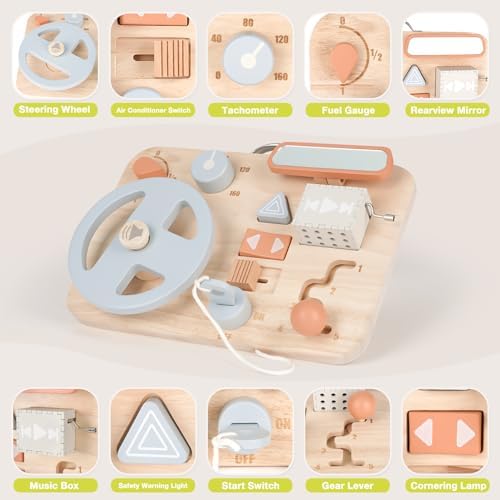 Vanplay Montessori Busy Board for Toddlers - Wooden Montessori Toys, Aesthetic Sensory Activity for Fine Motor Skills, Travel Busy Board Educational Sensory Toys for Boys and Girls - Image 2