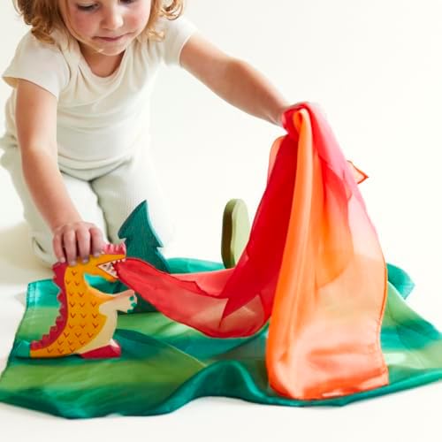 Sarah's Silks - Set of 5 Enchanted Mini Playsilks, 100% Silk 21" Square Scarf for Dance, Movement and Pretend Play - Rainbow, Starry Night, Sea, Fire and Blossom Scarves - Image 7