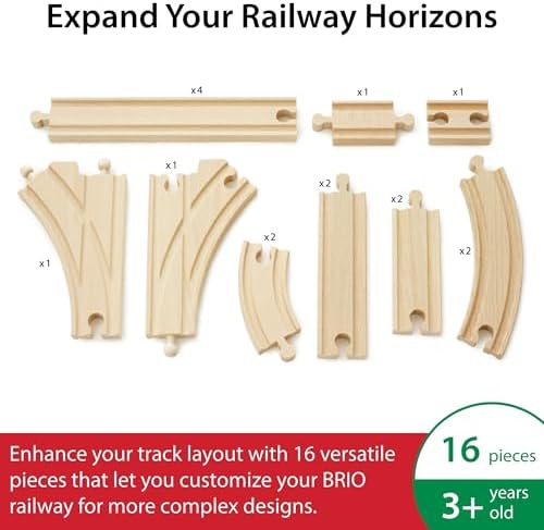 BRIO World Expansion Pack Intermediate - Works with All BRIO Train Sets - FSC-certified 16-Piece Wooden Train Tracks with Switches - Grow Existing Systems and Create Railway Empires - Kids Ages 3 & Up - Image 2