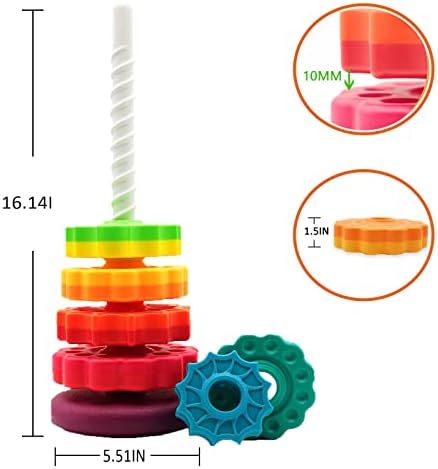 BYFWH Baby Spin Stack Toy,Premium Stacking Toy for Kids, Spinning Stacking Toy for Babies and Toddlers,Educational Toddler Learning Toy,Baby 1 2 3 Birthday Gifts,Autism Sensory Spinning Toy - Image 2