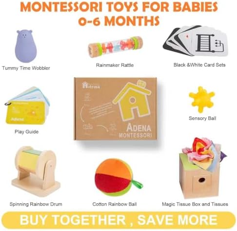 Adena Montessori 8 in 1 Sensory Play Kit 0-6 Months Baby - Image 2
