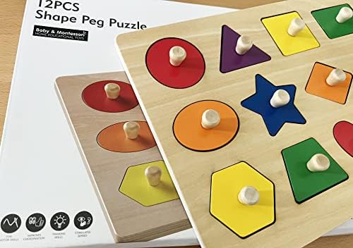 Dailyfunn Montessori Toy Shape Peg Puzzles Baby Puzzle 12-18-24 Months with Knob for Infant-Toddlers 1-3 - Image 7