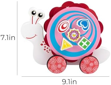 Wooden Pull Along Toy,Snail Pull Toys for Toddlers 1-3 - Image 4