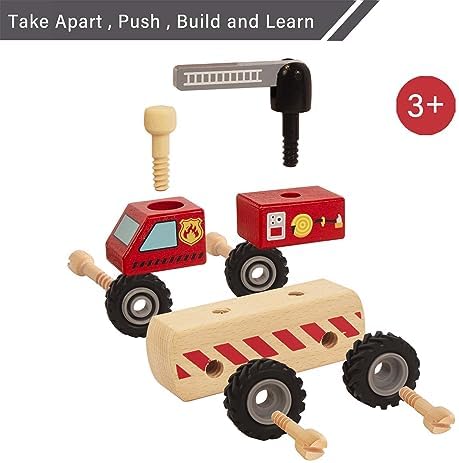 Construction Vehicles for Toddlers, 2 Pcs Wooden Detachable Assemble Cranes and Tractor, Kids Vehicle Toys Hand Push Car Toys for 3 Years Old Boys Girls - Image 2