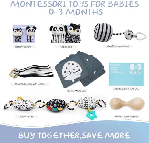 vocheer Black and White Baby Toys, 7-in-1 Baby Sensory Toys for Infants - Image 2