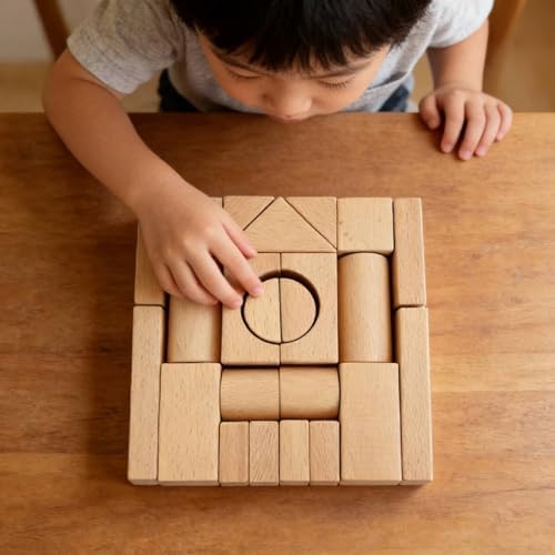 Wooden Building Blocks Educational Toy Set Building Stacking Blocks with Beech Wood Natural Texture for Open Ended Construction Suitable for Preschool Centers Creative Challenges - Image 2