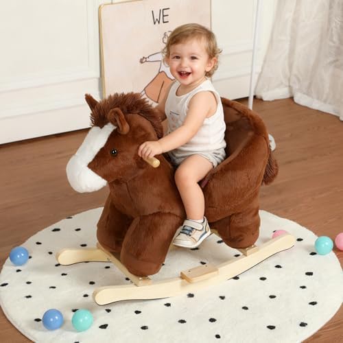 Pony Rocking Horse with Sound and Music for Ages 12-36 Months, Brown - Image 2