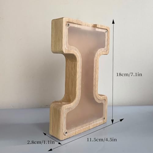 Wooden Letter Piggy Bank for Kids Boys Girls, A-Z Letters Wood Coin Bank Money Box, Piggy Bank for Toddler Family Christmas Birthday Gift(I) - Image 7
