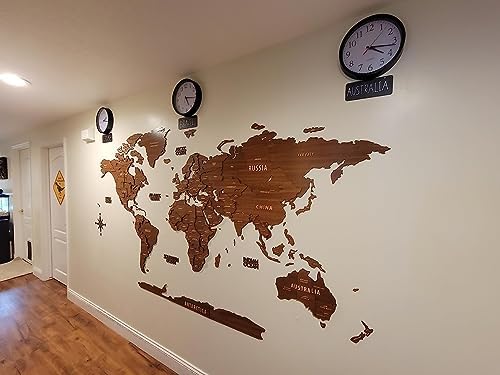 Colorfull Worlds, Multilayer 3D Wooden World Map, Travel Map States and Capitals, Wall Decor For New House, Gift For Travelers, Office Decor, Birthday Present, Living Room Decoration (2XL,Light Brown) - Image 6