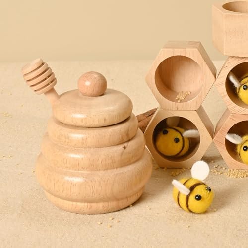 2pcs Wooden Beehive Toys with lid and Honey Stick - Image 6