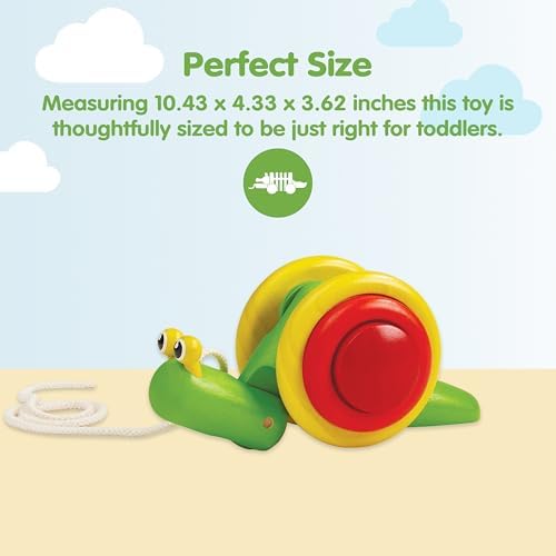 PlanToys® Snail Pull Toy for Toddlers Eco-Friendly Wooden Walking Kids Set - Image 2