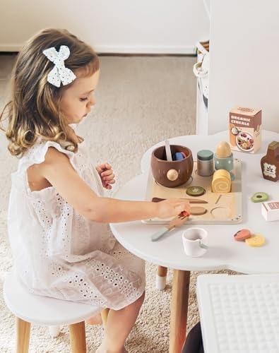 ROBUD 31-Piece Wooden Play Food Set for Kids - Coconut Oats Montessori Kitchen Toys, Educational Pretend Play Dishes with Accessories for Toddlers - Image 7