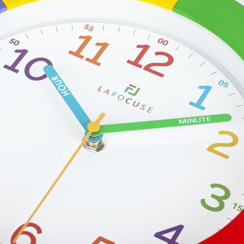 Lafocuse Colorful Kids Wall Clock Learn to Tell Time for Classroom 10 Inch - Image 6