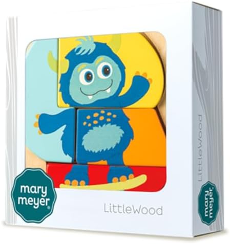 Mary Meyer LittleWood Toddler Puzzle – Educational Wooden Toy for 18+ Months – Preschool Gift for Boys & Girls, 6 x 6-Inches, Blink Monster - Image 2
