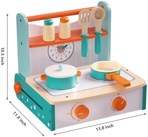 Dailyfunn Wooden Foldable &Portable Toy Stove Pretrend Kitchen PlaySet with Cooking Accessories - Image 7