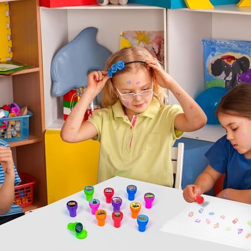 Cinrobiye 24 Pcs Train Stampers Party Favor Set, Cute Railway Train Stamps for Kids Birthday Party, Classroom Rewards, Carnival Prizes, Goody Bag Fillers, Transportation Themed Party Supplies - Image 7