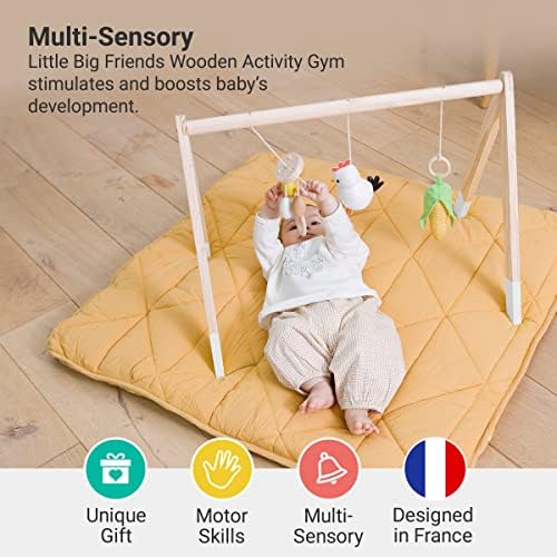 Little Big Friends Wooden Baby Activity Gym – Montessori Play Gym for Babies | Encourages Motor Skills & Sensory Development | Includes Crinkle Fabrics, Wooden Chimes & Hanging Toys – Farm - Image 2