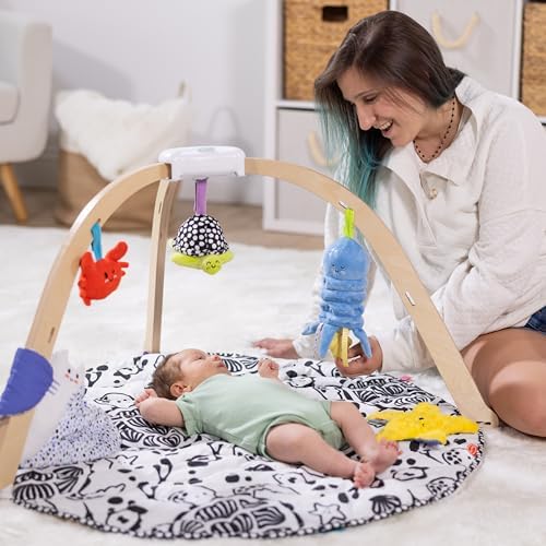 Melissa & Doug Ocean Wooden Baby Play Gym, Easy-Fold Baby Activity Center, 5 Washable Sensory Toys & Reversible Play Mat, Infant Toys, Ages 0–9 Months - FSC Certified - Image 2