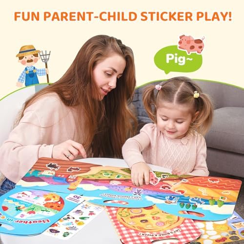 JoyCat Reusable Sticker Book Set, 3-Pack, 90 Stickers, Farm Pizza Weather - Image 6