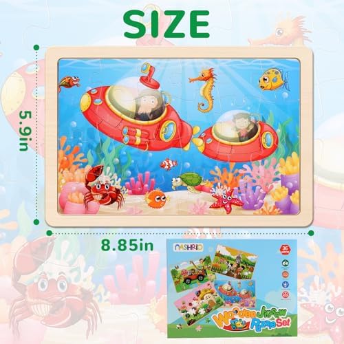Wooden Puzzles Toys for Kids Ages 3-5, Set of 4 Packs with 20-Piece Farm, Animals Theme Wood Jigsaw Puzzles, Preschool Educational Brain Teaser Toys for Boys and Girls 3-6 Years Old. - Image 7