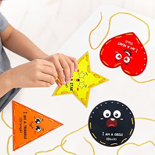 Funrous 10 Pieces Recognition Lacing Cards for Over Age of 6 Kids, Shape - Image 4