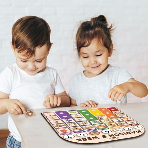 Personalized Wooden Weekly Planner for Kids, Weekly Routine Chart 15x16", Visual Schedule for Kids, Day of the Week Activities for Boys Girls - Image 7