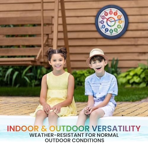 Oyster&Pop Extra Large 16" Kids Wall Clock - Weather-Resistant Outdoor - Image 6