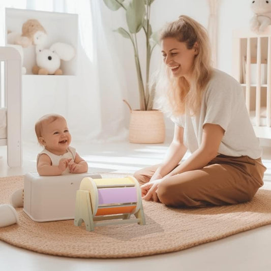 Montessori Mama Spinning Rainbow Drum: Montessori Toys for Babies 6 Months Wood-Constructed Educational Montessori Baby Toys for Babies 6-12 Months with Sensory Audible Bells - Image 2