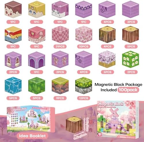 100PCS Magnetic Building Block,STEM Sensory Toys with Princess Castle Build - Image 2