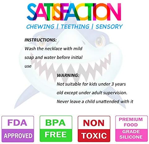 Shark Tooth Chew Necklace for Kids - Chewing Teething Necklace Teether Necklace Chew Toys Teething Toys - Chewing, Autism Sensory Teether Toy (Standard - Normal Chewer) - Image 6