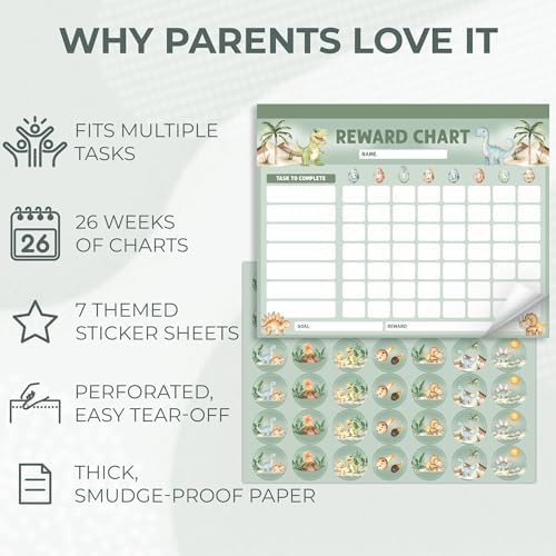 ZICOTO Fun Magnetic Reward Chart for Kids - Dinosaur Chore Chart for Boys - Image 7