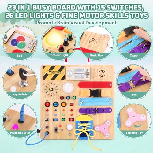 Hoarosall 23 in 1 Busy Board Montessori Toys for Toddler and 1-3 Year Old Boys and Girls - Image 2