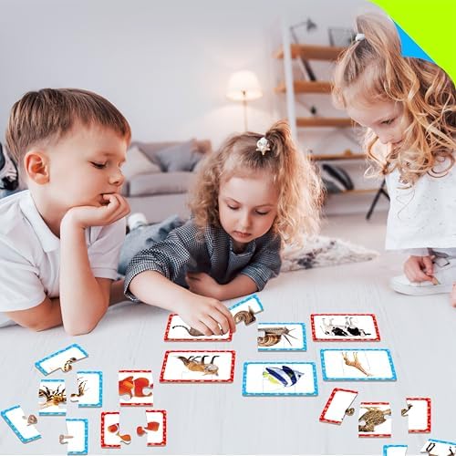 48 Animal Matching Puzzles with Error-Correction, 3-Piece Self-Correcting Puzzle Matching Game Educational Learning Activities for Toddlers, Animal-Themed Learning Games Toys for 3 Years Old - Image 7