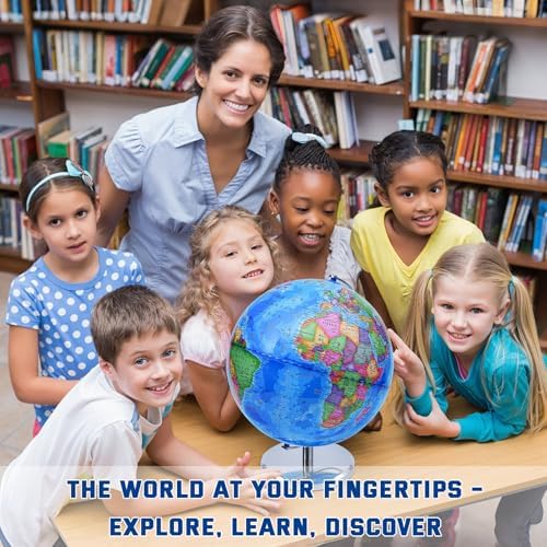 World Globe for Children and Adults, 12 inch Educational Spinning Earth Map with Stand, Self-Assembled Interactive World Globes for Kids Learning, Classroom, Students Desk, Room and Office Decor - Image 7
