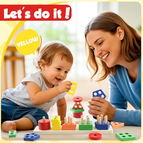 Montessori Toys for 2 3 Year Old Girls Boys, Wooden Sensory Toys for 2-3 Year Old Birthday Gifts, Education Toddler Puzzles Toddler Easter Basket Stuffers Learning Toy Activities Puzzles Ages 2-3 - Image 7