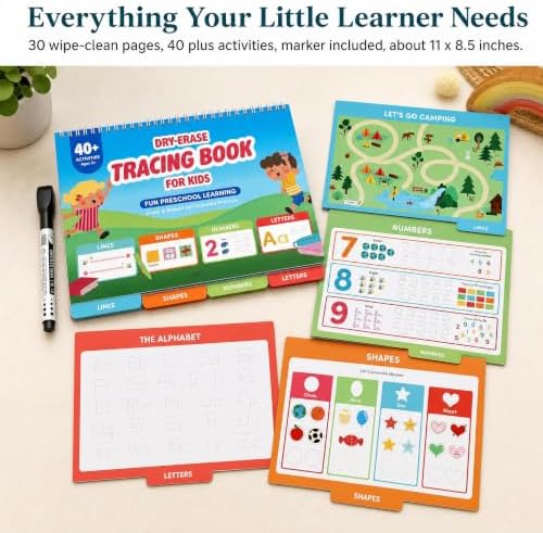 Fun Preschool Workbooks for Kids Age 3-5 - Reusable Dry Erase Tracing Books - Image 7