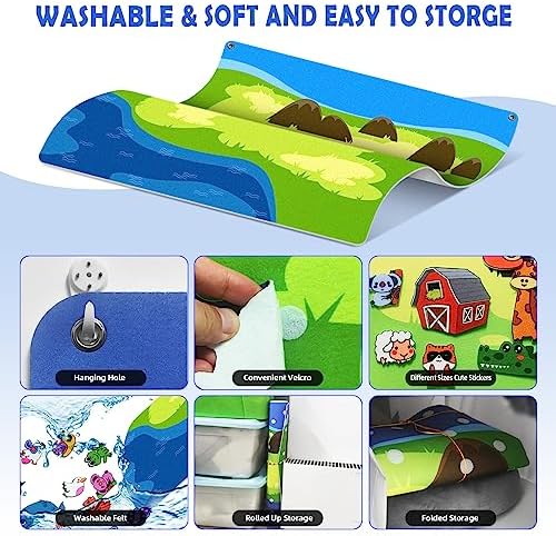 SKOLESK 204Pcs Animals Felt Busy Board Story Set with Storage Bag Preschool Large Wall Storyboard Forest Themed Early Learning Interactive Play Kit Wall Hanging Gift for Toddlers Kids 40 X 28 Inch - Image 7