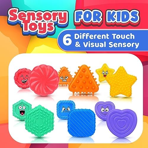 LESONG Sensory Toys Kids Toddlers-Social Emotional Feelings Toys Special Needs, Texture Shapes Learning Toy Preschool Fidget Classroom Must Haves, Calm Down Tools Autistic Children, Stocking Stuffers - Image 2